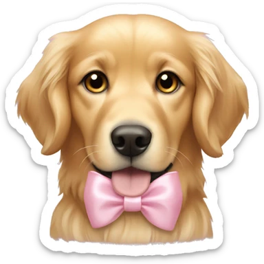 golden retriever with light pink bows in hair sticker