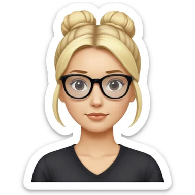 Blond hair in bun lady with dark glasses working sticker