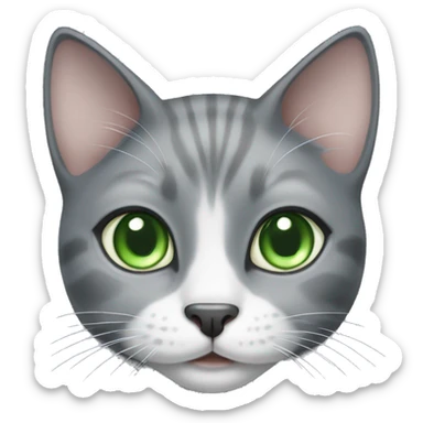 Gray and white cat with green eyes sticker