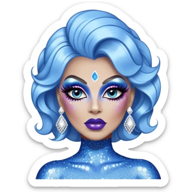 blue drag queen glitter sparkles babe girl makeup diva brat sticker