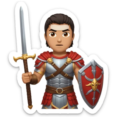 Gladiator with dark hair and dual sword sticker