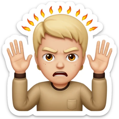 angry face with hands up sticker