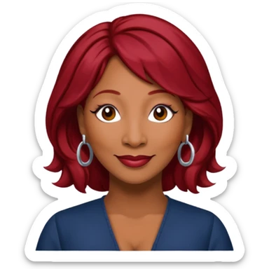 Traci Braxton with dark red hair sticker