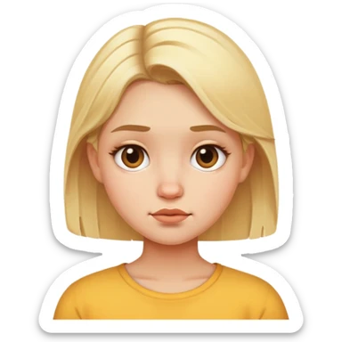 A blonde girl with a kinda chunky face sticker