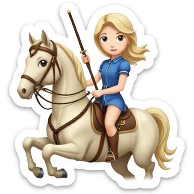 girl riding a horse holding a whip sticker