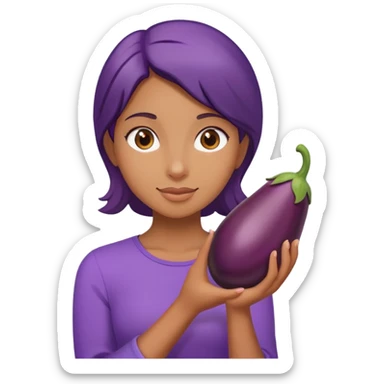Girl holding eggplant sticker