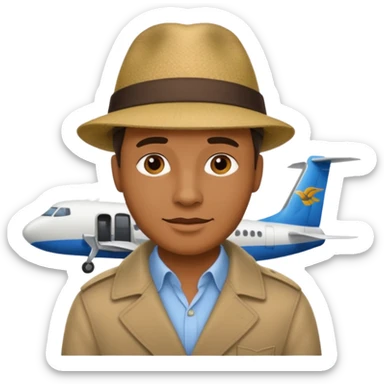 Visage homme créole réunionnais avec chapeau arrive avion sticker