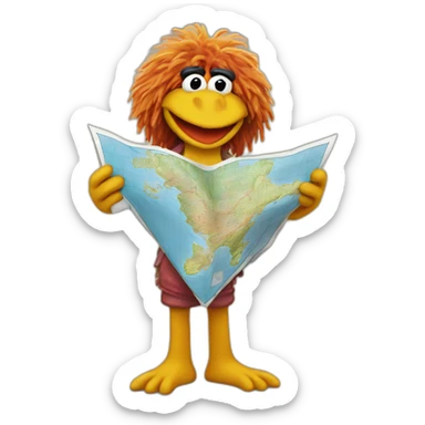 fraggle holding a big map sticker