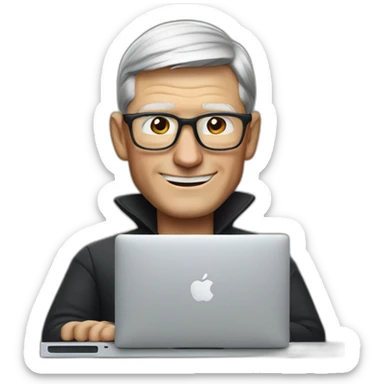 tim cook with a macbook pro sticker