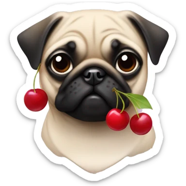 Female pug with cherry earrings  sticker