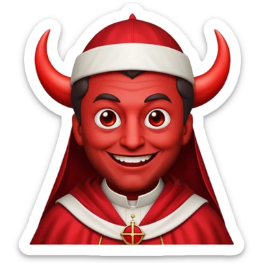 Papa Satanico emoji in apple style, sinister smile, papal robes, dark theatrical look sticker