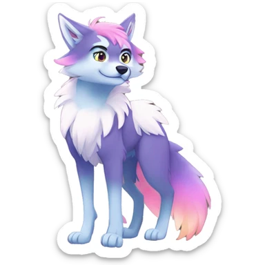 Anthro Colorful Shiny Falvie-Popparotzi-Sparkle-Wolf-sona full body sticker
