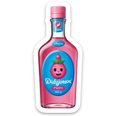 bottle of oil blue top pink outside with logo that says Diddy Party oil Johnson and Johnson  brand with a smiling berry on top sticker