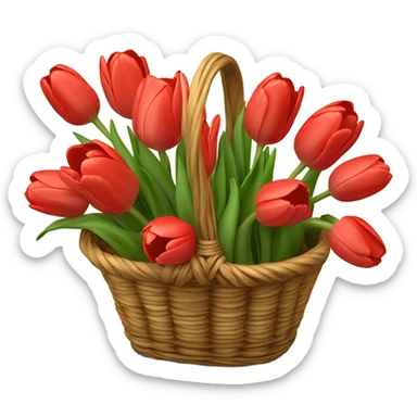 red tulips in basket sticker