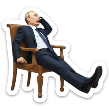 Putin falling off chair sticker