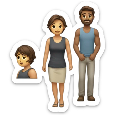 une femme brune faisant un câlin à un homme brin par derrière sticker