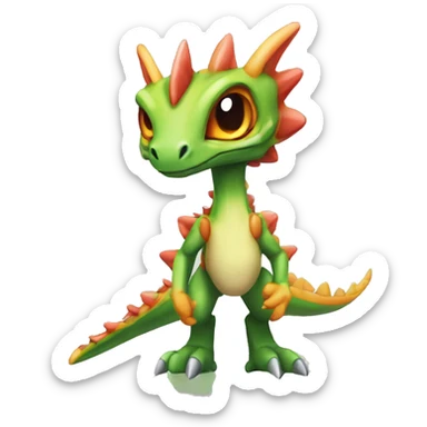 Colorful Edgy Chibi-Greymon-Flygon-Velociraptor sticker