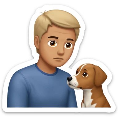 dog fighting man sticker