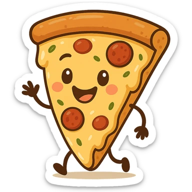 happy slice of pizza, general style, cheerful and inviting sticker