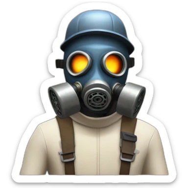 Pyro from Team fortress 2 with gas mask, confused sticker
