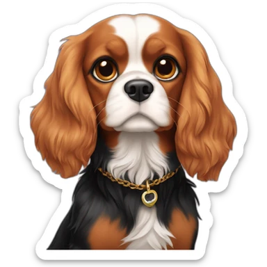Chien cavalier king Charles avec un chat noir sticker