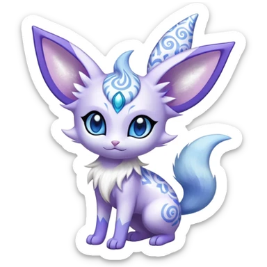 Shiny Exotic Cute Adorable Majestic Ethereal Sparkly Espeon-Meowstic-Hybrid-Creature with pattern-markings sticker