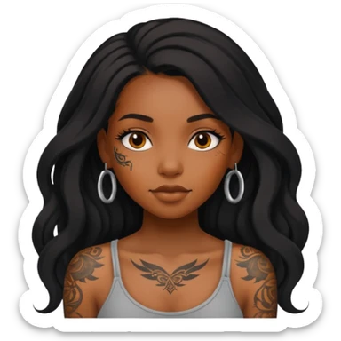 Tattooed princesses black girl with long hair  sticker