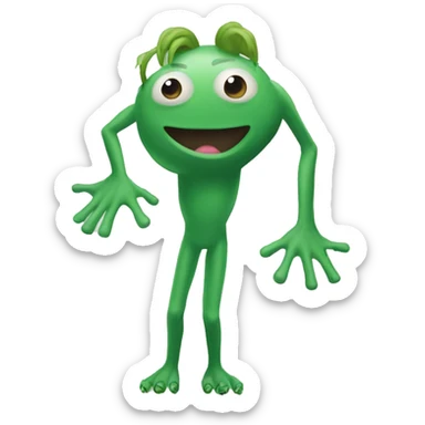 A blind green monster with long arms and long body and short legs sticker