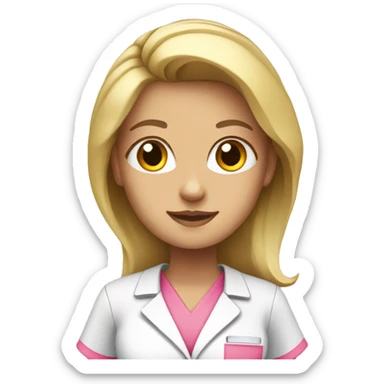 Blonde nurse in pink scrubs  sticker