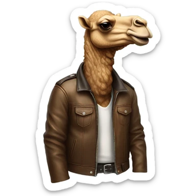 Cool camel in a leather jacket  sticker