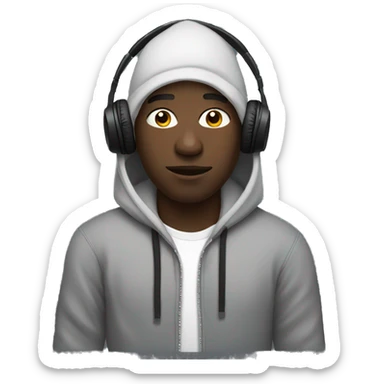 Black Man with hoodie listening to music sticker