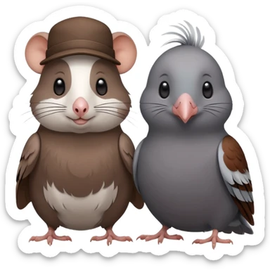 one rat and one pigeon who are friends. They are not hybrid pigeon rats. sticker