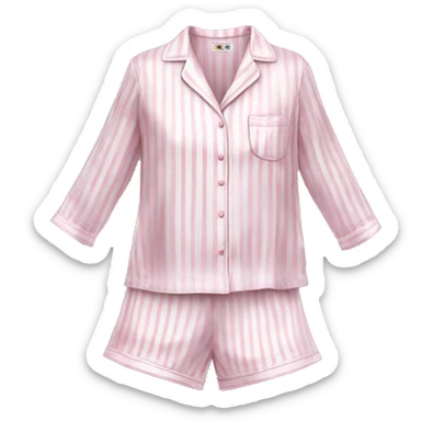 light pink and white silk striped pyjama set sticker