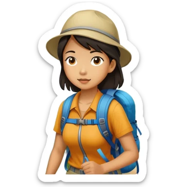 Hiking Asian girl  sticker