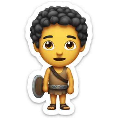 Tiny David with sling and head of giant goliath sticker