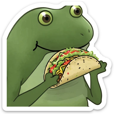 Frog eating tac they have a Pilates instructoro sticker