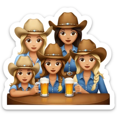 Dancing cowgirls drinking beer  sticker