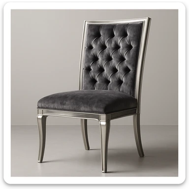 a contemporary glam dining chair with silver trim, tufted back, and rich fabric, sophisticated and eye-catching sticker