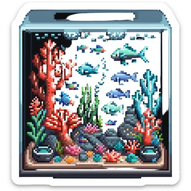aquarium with coral and sea creatures sticker