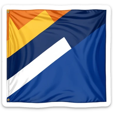 A flag whit darkblue, blue, white, yellow and orange and has 5 stripes white in the middle, blue in next to white left, yellow next to white right, orange next to yellow right, dark blue next to blue left sticker
