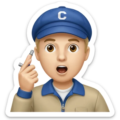 A coach with a cap and whistle, shouting instructions energetically. sticker