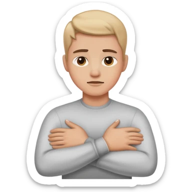 Person holding their neck with arms crossed  sticker