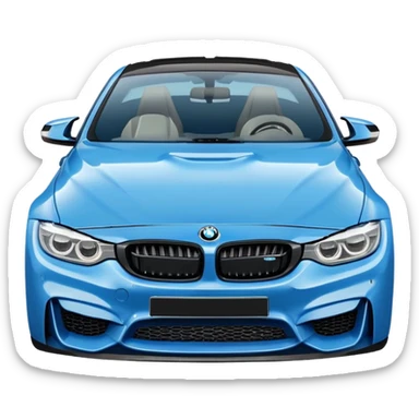 A retro sticker of a blue BMW M4 competition  sticker