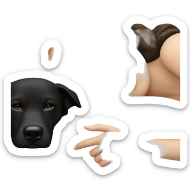 White girl dark brown hair sleeping with black dog sticker