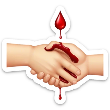 handshake emoji, one hand in blood, blood drop sticker