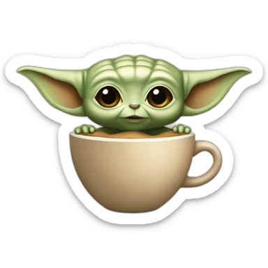Bébé Yoda qui bois un cafee sticker