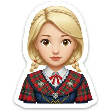 blonde woman wearing scottish traditional clothes sticker