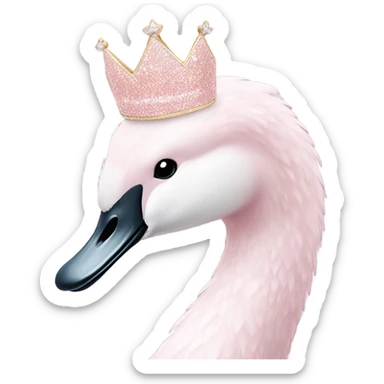 pastel pink swan with sparkling crown  sticker
