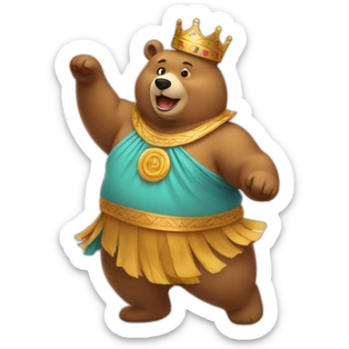 Fat bear dancing in a party hat and toga sticker