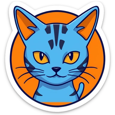 Na'vi character from Avatar movie, blue skin, cat-like nose, pointed ears, cartoon sticker style sticker